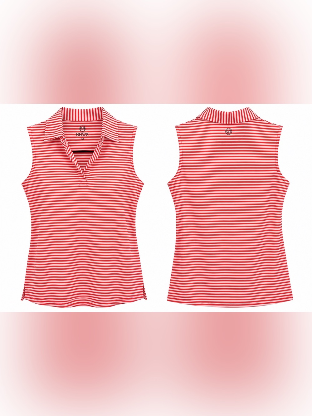 RNWK Red & White Striped Sleeveless Polo Top Size Medium